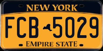 NY license plate FCB5029