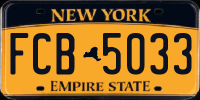 NY license plate FCB5033
