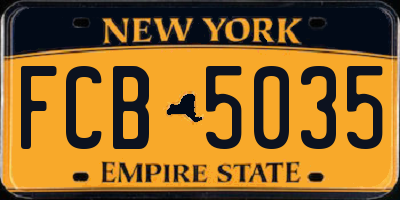 NY license plate FCB5035