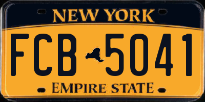 NY license plate FCB5041