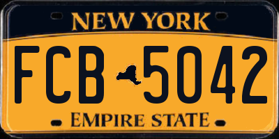 NY license plate FCB5042