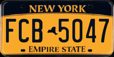 NY license plate FCB5047