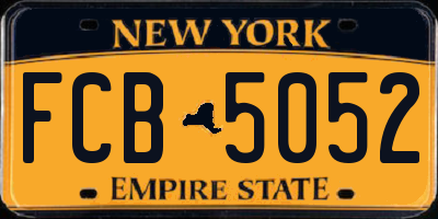 NY license plate FCB5052