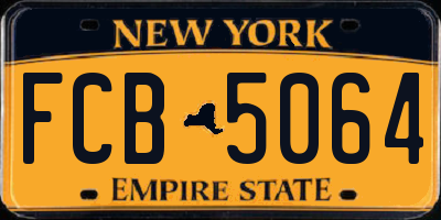 NY license plate FCB5064