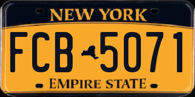 NY license plate FCB5071
