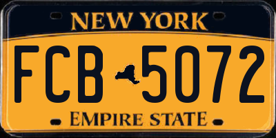NY license plate FCB5072