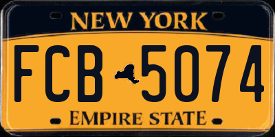 NY license plate FCB5074
