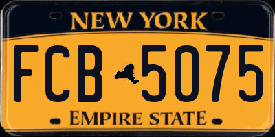 NY license plate FCB5075