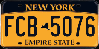 NY license plate FCB5076