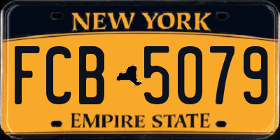 NY license plate FCB5079