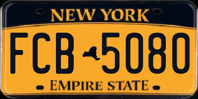 NY license plate FCB5080