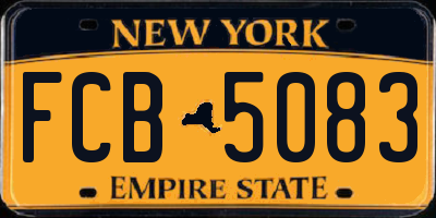 NY license plate FCB5083