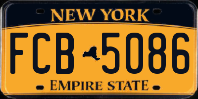 NY license plate FCB5086