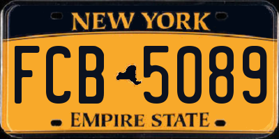 NY license plate FCB5089