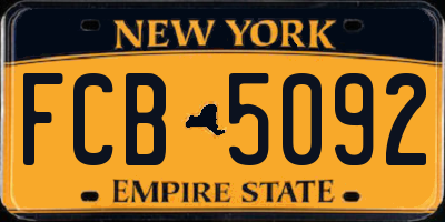 NY license plate FCB5092