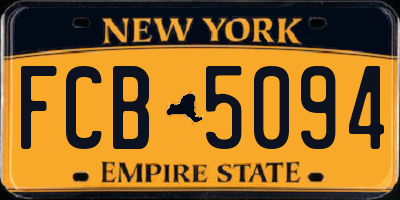 NY license plate FCB5094