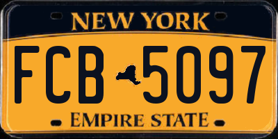 NY license plate FCB5097