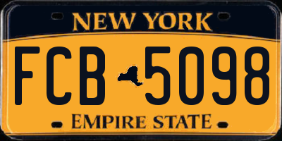 NY license plate FCB5098