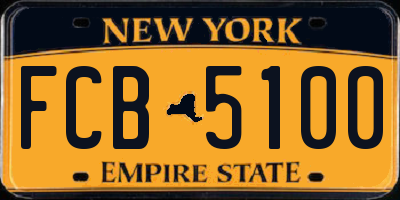 NY license plate FCB5100
