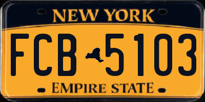 NY license plate FCB5103