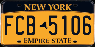 NY license plate FCB5106