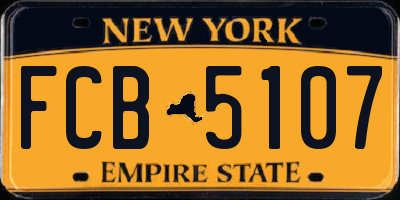 NY license plate FCB5107