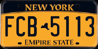 NY license plate FCB5113