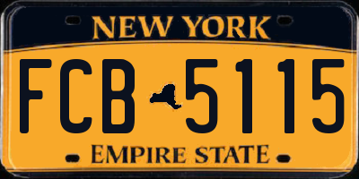 NY license plate FCB5115