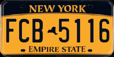 NY license plate FCB5116