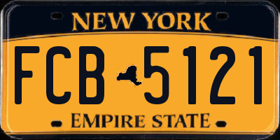 NY license plate FCB5121