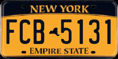 NY license plate FCB5131