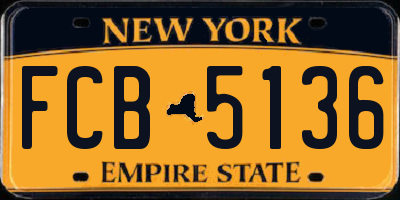 NY license plate FCB5136
