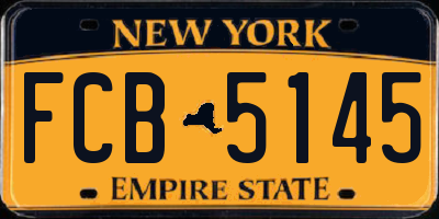 NY license plate FCB5145