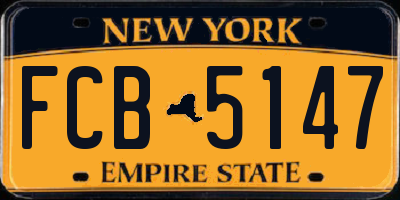NY license plate FCB5147
