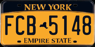 NY license plate FCB5148