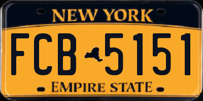 NY license plate FCB5151