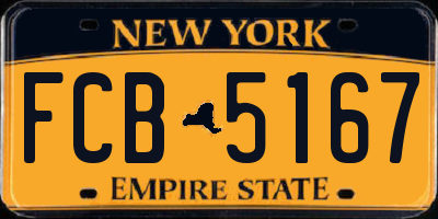 NY license plate FCB5167