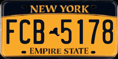 NY license plate FCB5178