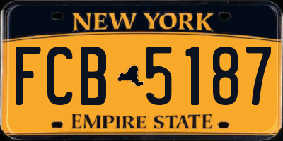 NY license plate FCB5187