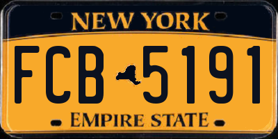NY license plate FCB5191