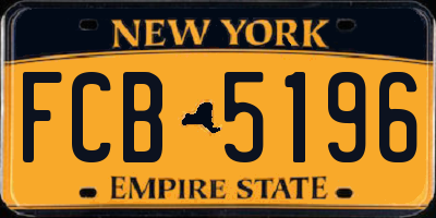 NY license plate FCB5196