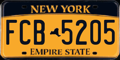 NY license plate FCB5205