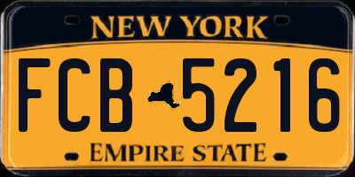 NY license plate FCB5216