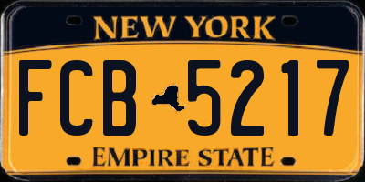 NY license plate FCB5217