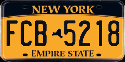 NY license plate FCB5218
