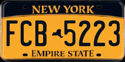 NY license plate FCB5223