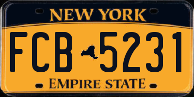 NY license plate FCB5231