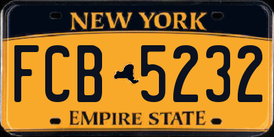 NY license plate FCB5232