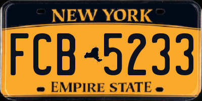 NY license plate FCB5233