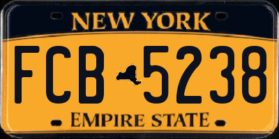 NY license plate FCB5238